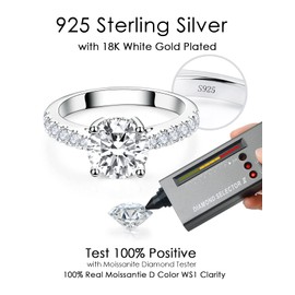 Jaransheti 2 ct Moissanite fancy Solitaire Engagement Ring for Women, Round Cut Wedding Rings D Color VVS1 Clarity Brilliant 925 Sterling Silver Lab Created Diamond Ring, Promise Anniversary Ring for Women Girls Gift size 6.5（6.5）