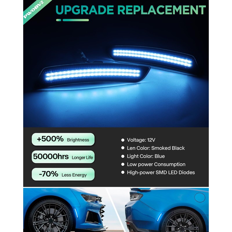 PWOBVZ LED Side Marker Lights for Chevy Camaro 2016 2017