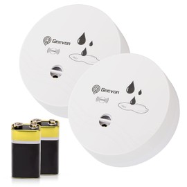Geevon 2 Pack Water Leak Detectors, 100dB Water Sensor Alarms Flood Detector for Basements, Bathrooms, Laundry Rooms, Kitchens, Garages, and Attics, Water Alarms Battery-Operated (Battery Included) | Geevon
