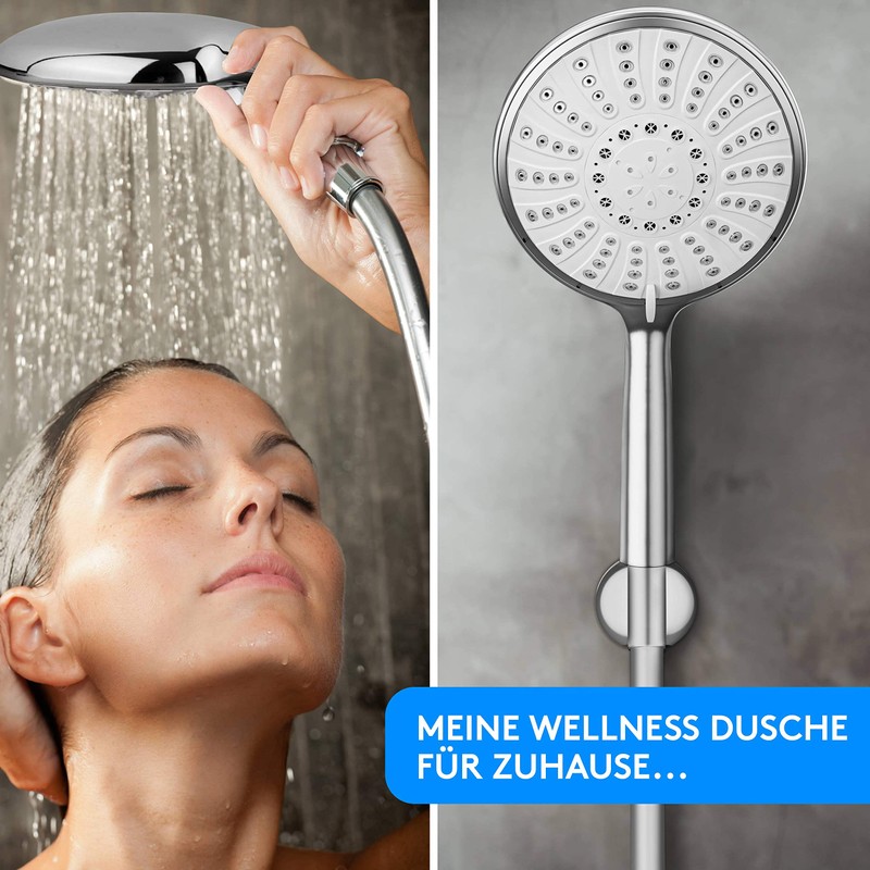 Large Shower Head with Hose and Holder, Hand Shower, Rain