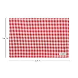 wellhouse Placemat, Cotton, Linen, Large, 23.6 x 15.7 inches (60 x 40 cm), Checkered Pattern, Cloth, Dining Table Mat, Set of 4, Red, L