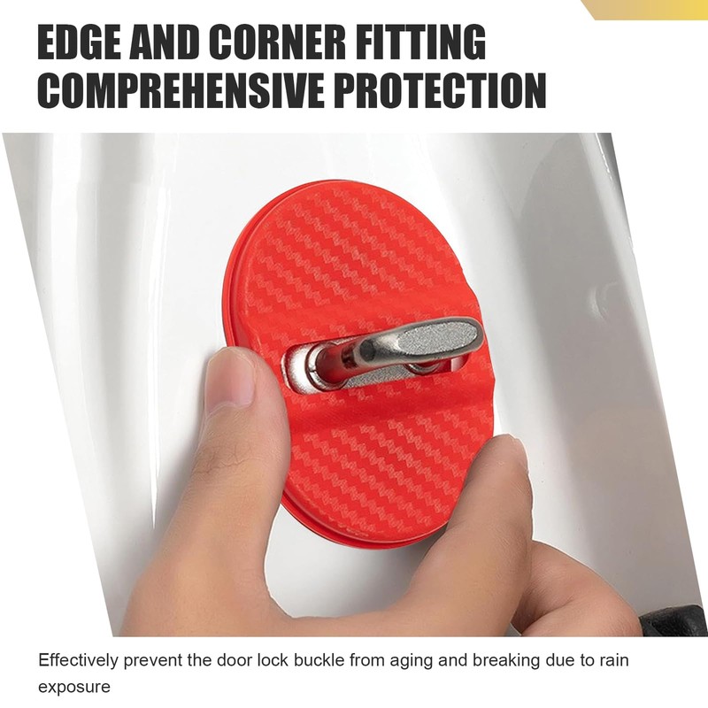 4 PCS Car Door Latch Covers, Carbon Fiber Car Door