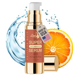 Live Healthy Super Vitamin C Serum - Natural Vitamin C Face Serum - Anti Aging & Brightening Solution for Wrinkles, Fine Lines, Age Spots, Dark Circles, Pore Reducing - for Mature Skin | 1 fl oz