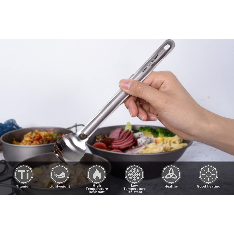Boundless Voyage Outdoor Tableware Titanium Long Handled Spoon Ultralight Camping