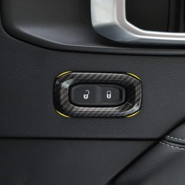 JeCar - Cubierta para interruptor de puerta compatible con Jeep Wrangler 2018-2023 JL JLU Sport Sahara Rubicon y Gladiator JT, textura de fibra de carbono, color negro
