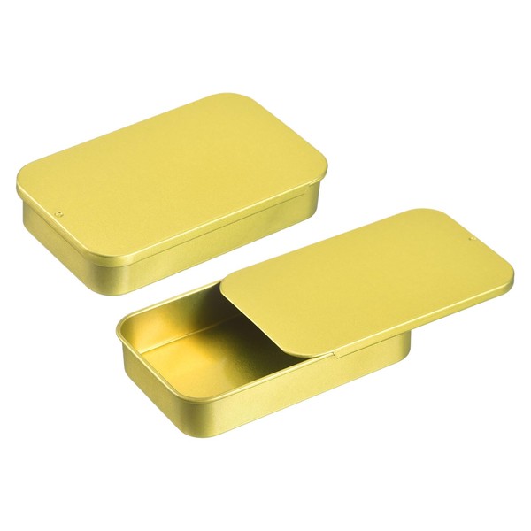 sourcing map 2 Pcs Metal Tin Box Container, 3.1x2x0.6 Inch