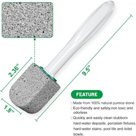 Limpiador de inodoros de piedra pómez, cepillo para polvo limpiador de baño con mango de 30 cm de largo para quitar manchas de agua dura con 1 varita + piedras pómez (paquete de 5)