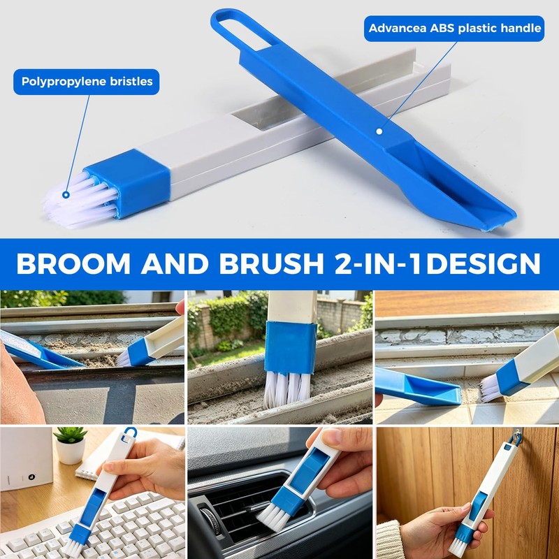 HOMEAN Window Track Cleaning Brush, 2-in-1 Groove Cleaning Tool with