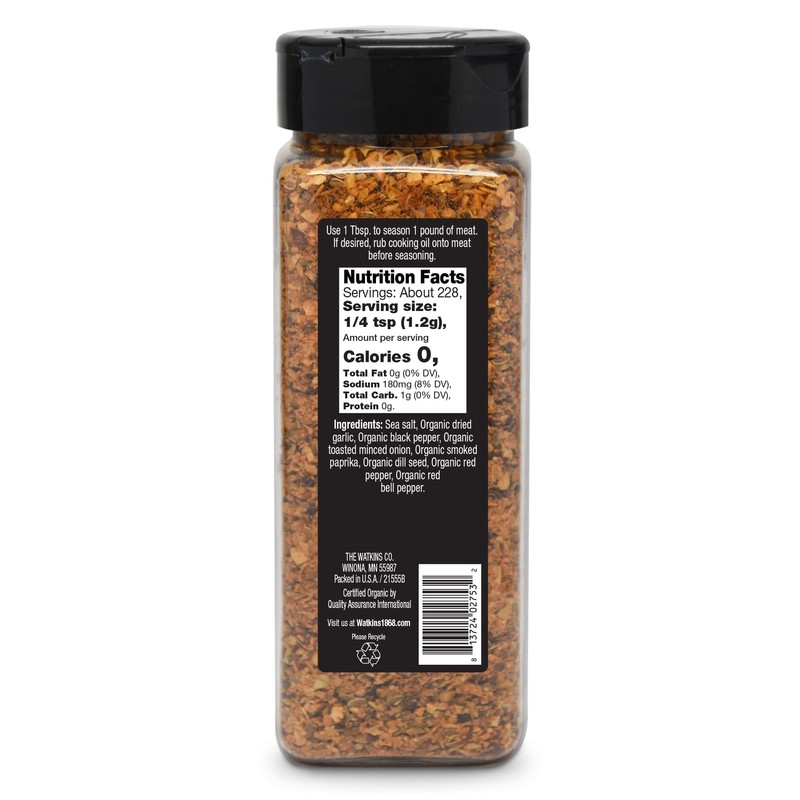 Watkins Organic Steak Seasoning, 9.6 oz, 1-Pack