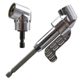 2Pcs 105 Degree Right Angle Drill Adapters Kit - Precision Right Angle Screwdriver Attachment & Drill Bit Holder Extension for Tight Spaces, Ideal for Household DIY & Professional Use (Silver)