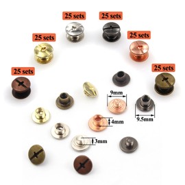 Alloypro 150 Sets Chicago Screws Assorted Kit 6 Color Leather Rivets Screw Rivets Flat Fillister Book Binding Posts Nail Rivet Chicago Bolts for DIY Leather Craft Black Silver Bronze (Colours 5×4mm)