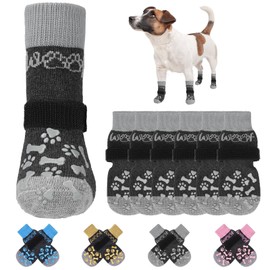 KOOLTAIL Non-slip dog socks, double-sided handles, Woof dog socks for licking to prevent scratches on hardwood surfaces, outdoor dog shoes and paw protection for small, medium and large