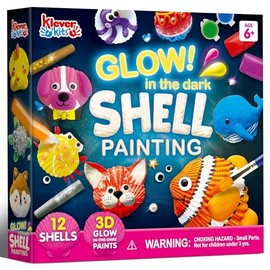 Klever Kits 12 - Kit de Pintura de Conchas Marinas para Niños (Brilla en la Oscuridad) - Arte y Manualidades para Niños y Niñas de 6 a 12 Años, Materiales de Arte, Juguetes Creativos para Regalos de Cumpleaños, Juguete de Navidad