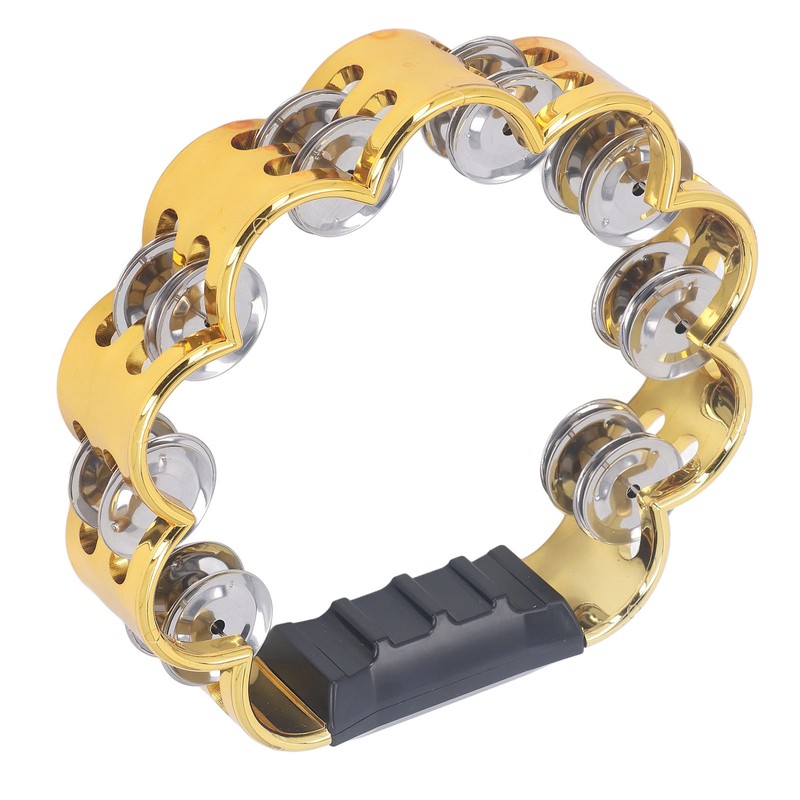 Tambourine Double Row Floral Design Percussion Jingles Hand Instrument for