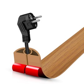 Floor Cord Cover Self Adhesive Cord Hider,3.3FT Cable Management, Extension Strip Protector for Wires, Prevent Cable Trips for Offices, Gyms, Exhibitions Cavity:0.3"(W) x 0.28"(H) Brown Wood