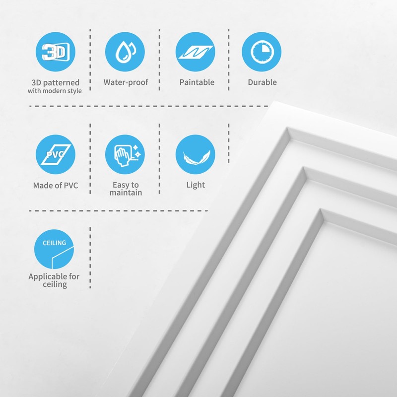 Art3d 12-Pack 24×24 Inch PVC Waterproof Drop Ceiling Tiles for