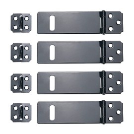 Tsnamay 4Pcs 4Inch Padlock Hasp, Door Slide Latch Lock Black Painted Iron with Screws for Home, Yard, Garden