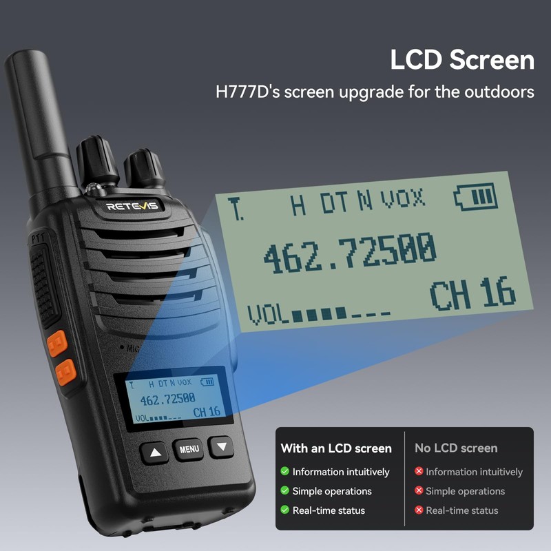 Retevis H777D Walkie Talkies Long Range with LCD Screen, NOAA,