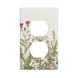 Wild Flower Outlet Covers 1 Gang Single Duplex Receptacle Outlet Wall Plate, Vintage Floral Decorative Switch Plate Outlet Cover for Wall Decor, 4.50 x 2.76 Inch