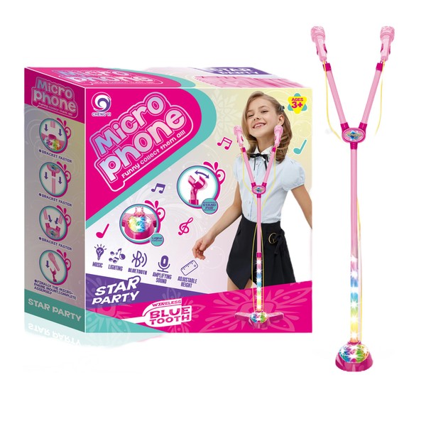 Kids Karaoke Microphone with Stand: Dual Music Stand and Microphone