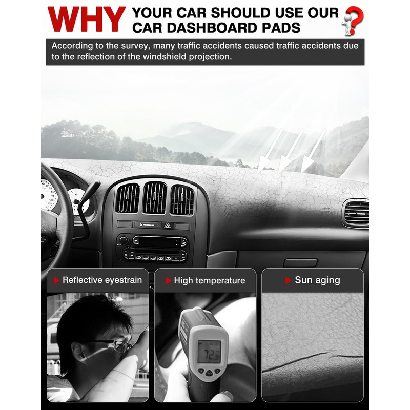 Autorder Dashboard Cover Mat for 2001-2007 Dodge Caravan/Grand Caravan/Chrysler Town