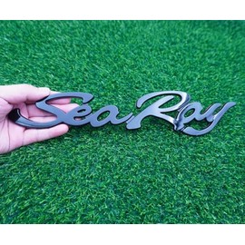 1x Sea Ray Searay Script Boat Letters Logo Badge 3D Emblem Nameplate Sticker Decals12-3/4 (Gloss Black)