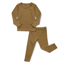 AVAUMA Conjunto de pijama de rayón acanalado para niños y niñas para el estilo de la vida diaria, L-oliva, 5-6X