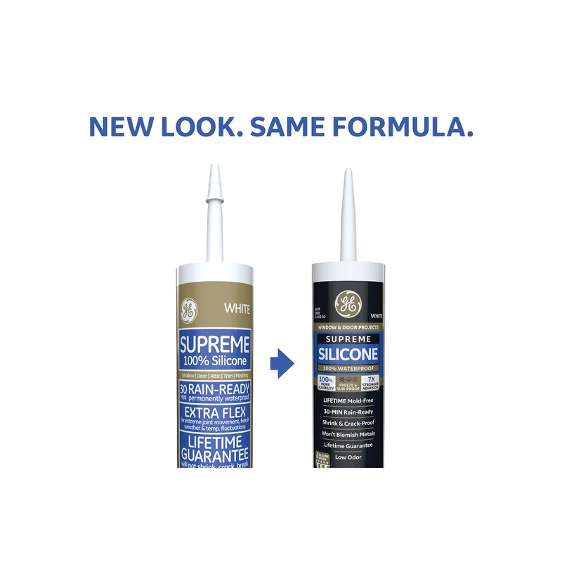 GE Supreme Silicone Caulk for Window & Door, Clear, 10.1