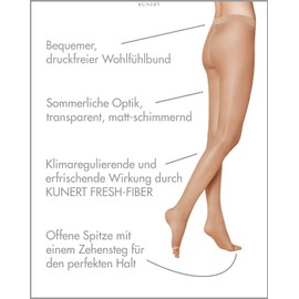KUNERT Women's Fresh up 10 Toeless 10 DEN Tights, Beige (candy 0250), 8/9 (Manufacturer size: 42/44) (Manu