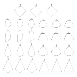KISSITTY 54pcs Beading Hoop Earring Components 304 Stainless Steel Wire Pendants Rhombus Teardrop Triangle Geometric Shape Charm Findings for DIY Necklaces Earrings Jewelry Making
