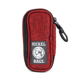 Nickel Bags Pod Key Chain, Mini Travel Pouch with Padded Cotton Interior & Durable Hemp Blend Exterior with Key Ring Attachment, Heavy-Duty Zipper for Everyday Essentials (Red)