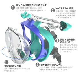 G2RISE SN01 Full Face Snorkel Mask Diving Mask Snorkeling Mask Anti-Fog Foldable Design Unisex Adult Kids Beginner