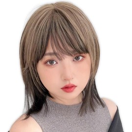 Brightlara hf1953-TRQ Wig, Medium, Wolf Layer, Women's Bob, Natural, Full Wig, Wig