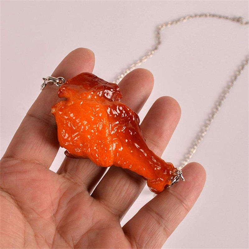 Hanmade Simulation Fried Chickens Pendant Necklace Funny Creative Resin Simulation