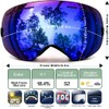 JULI OTG Ski Goggles,Frameless Over Glasses Skiing Snow Goggles for Men Women & Youth - 100% UV Protection Dual Lens (Black Frame+VLT 18.4% Brown Len with REVO Blue)
