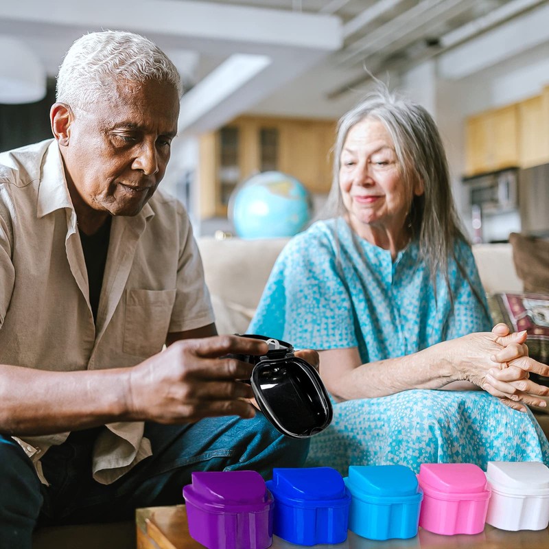 Keedolla 2 Pack Denture Bath Case Partial Denture Cup Retainer