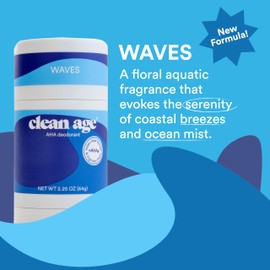 Clean Age AHA Deodorant for Teens | Aluminum-Free, Safe for Sensitive Skin | Waves Scent | 2.25 oz