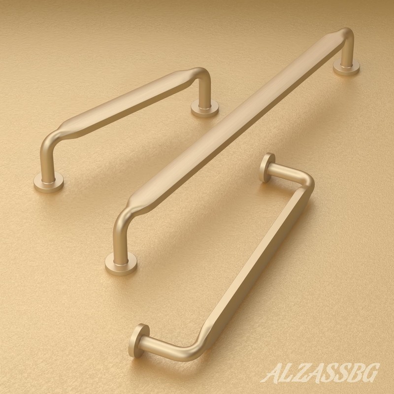 Alzassbg 10 Pack Brushed Gold Cabinet Handles, 5 Inch(128mm) Hole