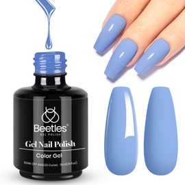 beetles Gel Polish 15ml Baby Blue Gel Nail Polish Soak Off Uv LED Nail Lamp Need Spring Summer Nail Gel Polish Nail Art Manicure Salon DIY Home Solid Gel 0.5Oz Gifts for Women
