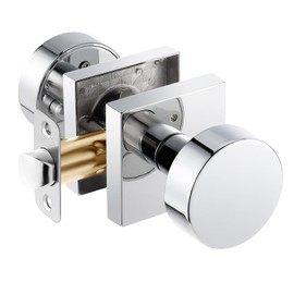 newliplace Polished Chrome Door Knobs Interior Privacy Door Knob with Lock, Polished Chrome Door Handles for Bathroom Bedroom