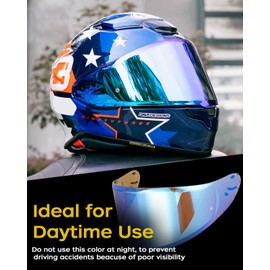 Soman RF-1400 RF 1400 Visors Shield Replacement, CWR-F2 Visor Face Shield Compatible With RF-1400 CWR-F2 Z8 NXR2 UV Protection (Smoke Revo Blue)