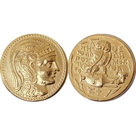 Athena and Owl on Amphora, Most Famous Greek Coin, Later Version, Ancient Greek Gods & Goddesses Collection, A Favorite of Percy Jackson Fans (83G)