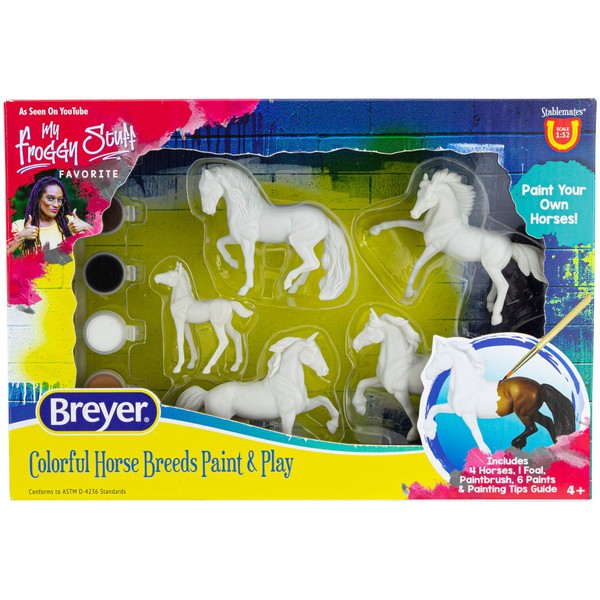 Breyer Horses Stablemates Horse Crazy Colorful Breed Paint Set | 5 Piece Set | 1:32 Scale | Model #4234