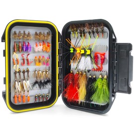 IEVEI 70 Pcs Fly Fishing Flies Kit Portable Hand-Tied Nymph Scud Popper Streamer Assortment Flies with Box for Trout Bass Salmon Fly Fishing