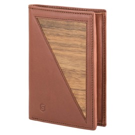 SEBASTIAN STURM Paul Wallet, Genuine Wood and Leather, Elegant Men's Wallet, Brown/Amazaque, Minimalist