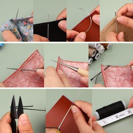 29PCS Leather Sewing Kit, Leather Sewing Waxed Thread Cord with Leather Craft Hand Tools Kit for DIY Sewing