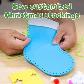 READY 2 LEARN Christmas Crafts - Create Your Own Christmas Stockings - Foam - Set of 4 - Christmas Decorations for Home - All Materials Included