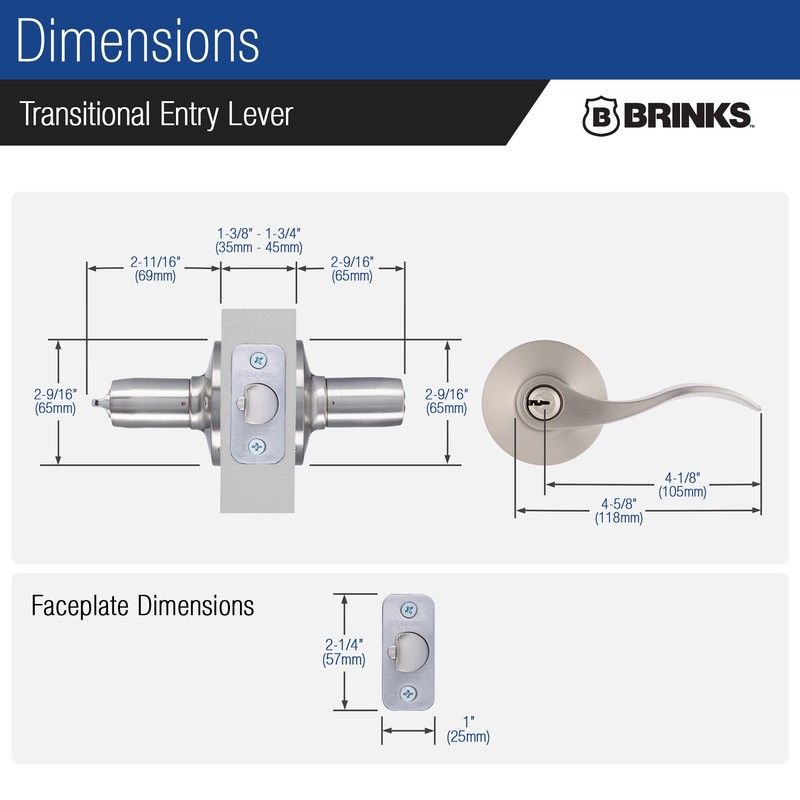 BRINKS – Transitional Keyed Entry Wave Door Lever, Satin Nickel