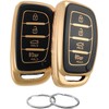 REPROTECTING TPU Key Fob Cover Compatible with Hyundai Elantra Elantra GT Ioniq Sonata Tucson (not for Keys with Eject/fold Buttons) (Black/Black, 4 Button Smart Key)