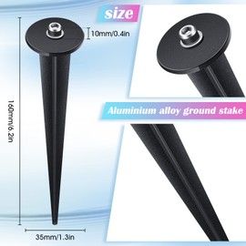 Zhengmy 4 Packs Threaded Spike Flood Light Ground Stake Metal Replacement Stakes for Solar Lights Outdoor LED with 8 Hex Screws for Gardens Yard Path Lawn 6.3 Inches (Black)